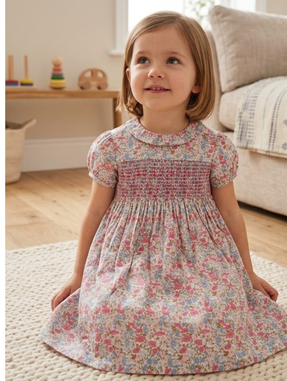 AP  Ali Picks Girls Pink Floral Smocked Dress 4T